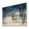 Designart - Winter Landscape With Deers - Traditional Print on Natural Pine Wood